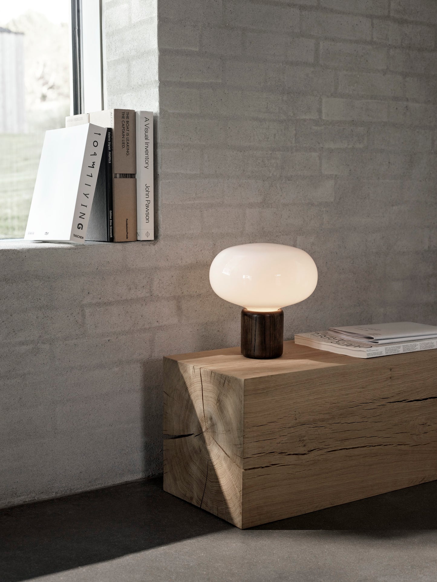 Karl-Johan Table Lamp Smoked Oak w. White Opal Glass